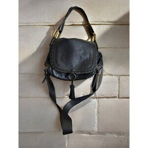 Steve Madden Black Pebble Leather Pop Hobo Biker Style Handbag